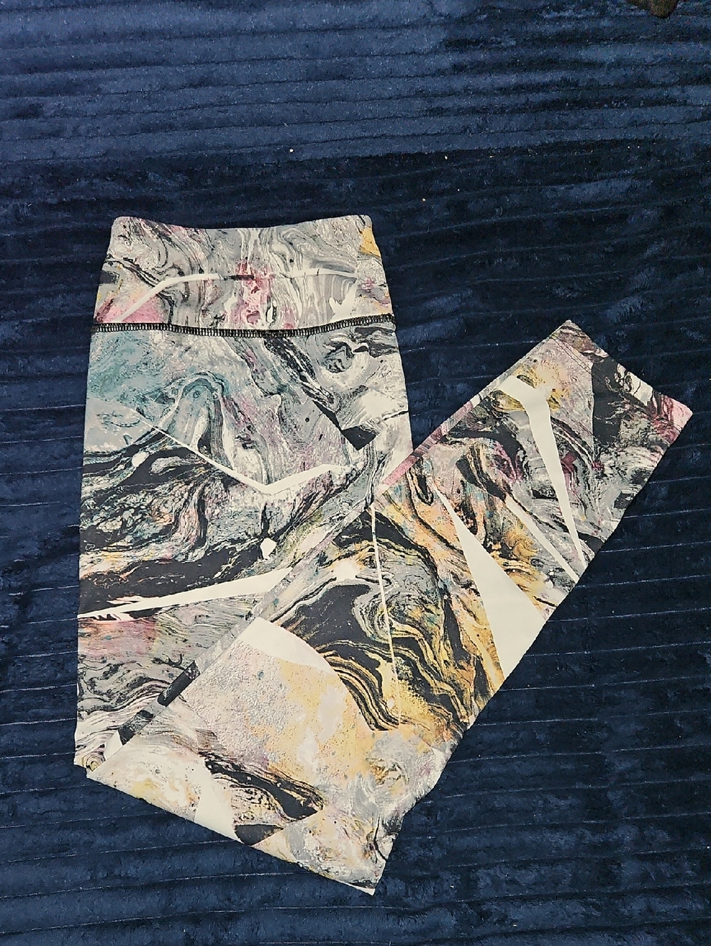 Layer 8 Marble Swirl Leggings in Black, White, Pink & Yellow